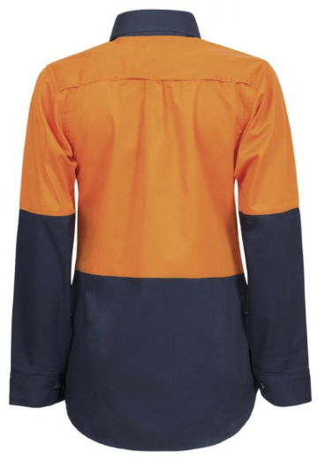 Picture of WorkCraft LADIES LIGHTWEIGHT HI VIS LONG SLEEVE VENTED COTTON DRILL SHIRT